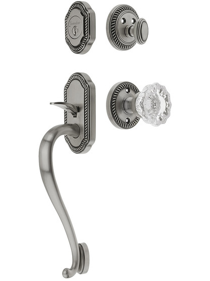 Newport Entry Lock Set in Antique Pewter Finish with Versailles Knob and